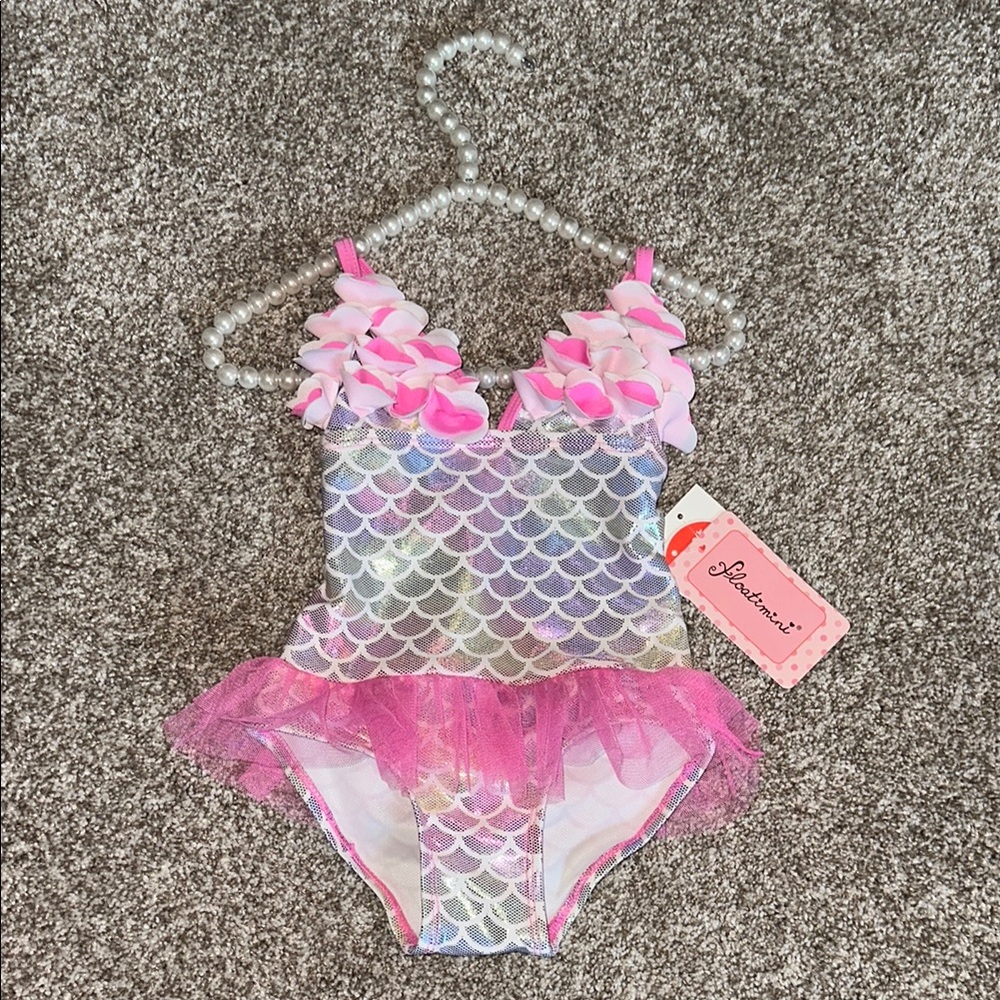 Floatimini Pink and Purple Mermaid Kids Swim One Piece size 2T nwt